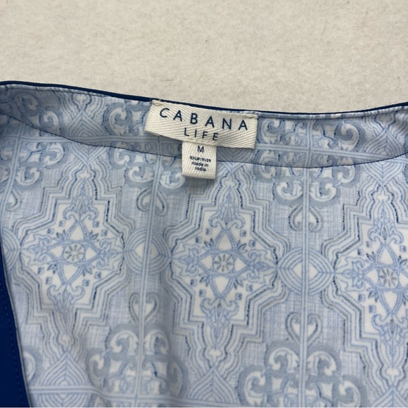 Cabana Life Women's Size Medium Blue Print Moroccan Tile Swim Cover Up - Picture 3 of 8